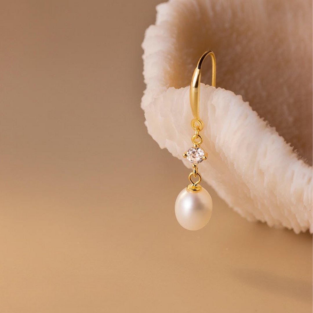 Baroque Pearl Zircon Stud Earrings