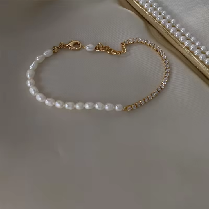 Beaded Freshwater Pearl Tennis Chain Bracelet