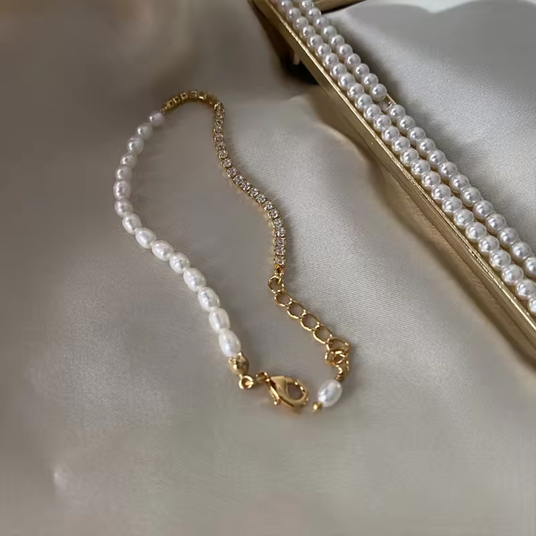 Beaded Freshwater Pearl Tennis Chain Bracelet