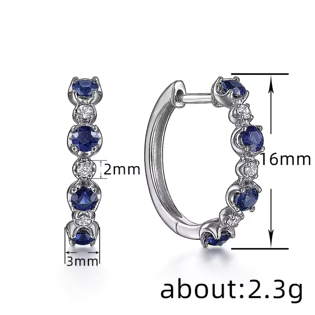 Blue Crystal Cubic Zirconia Circle Earrings