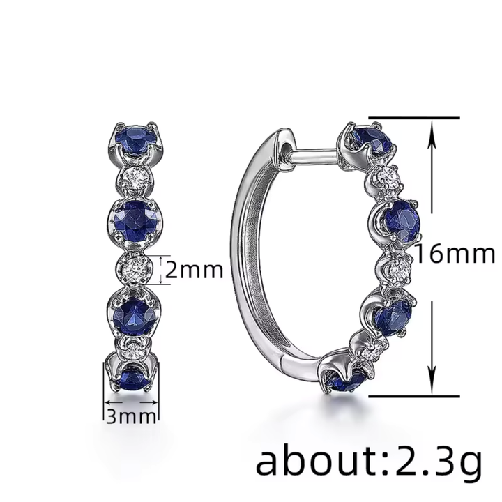 Blue Crystal Cubic Zirconia Circle Earrings