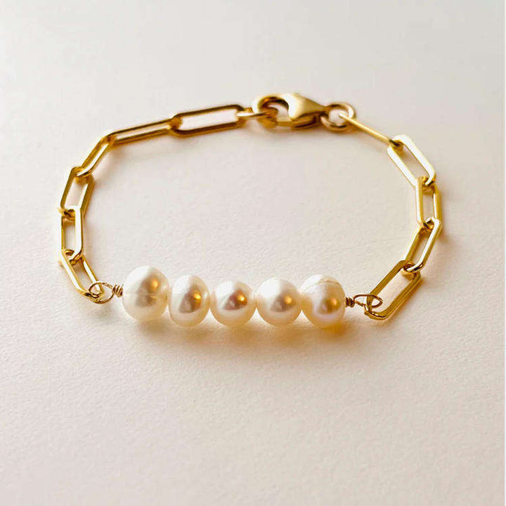 Baroque Pearl Paperclip Bracelet