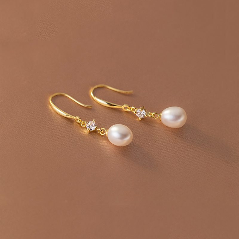 Baroque Pearl Zircon Stud Earrings